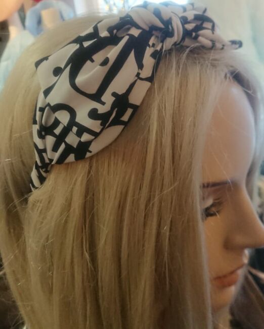 White and black CD Cotton hairband