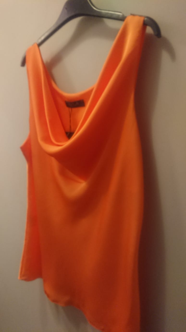 orange silky vest top