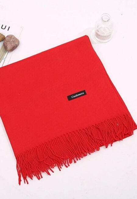 Cashmere mix scarf-wrap red