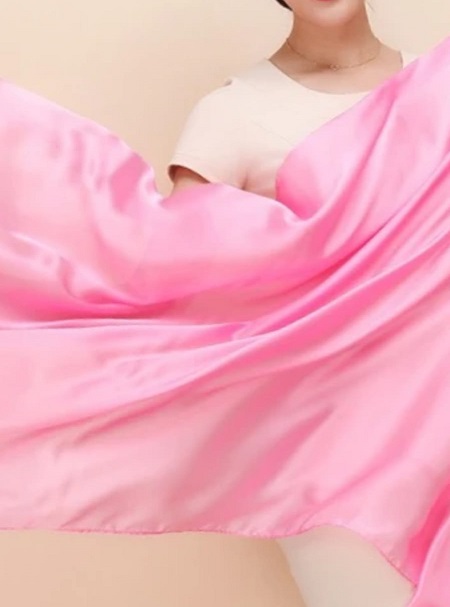 Silk feel wrap -scarf pink