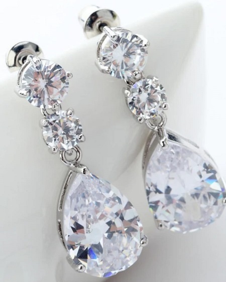 drop crystal silver earrings