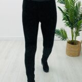 Black elastane leggings high waist with detail