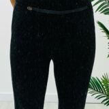 Black elastane leggings high waist with detail