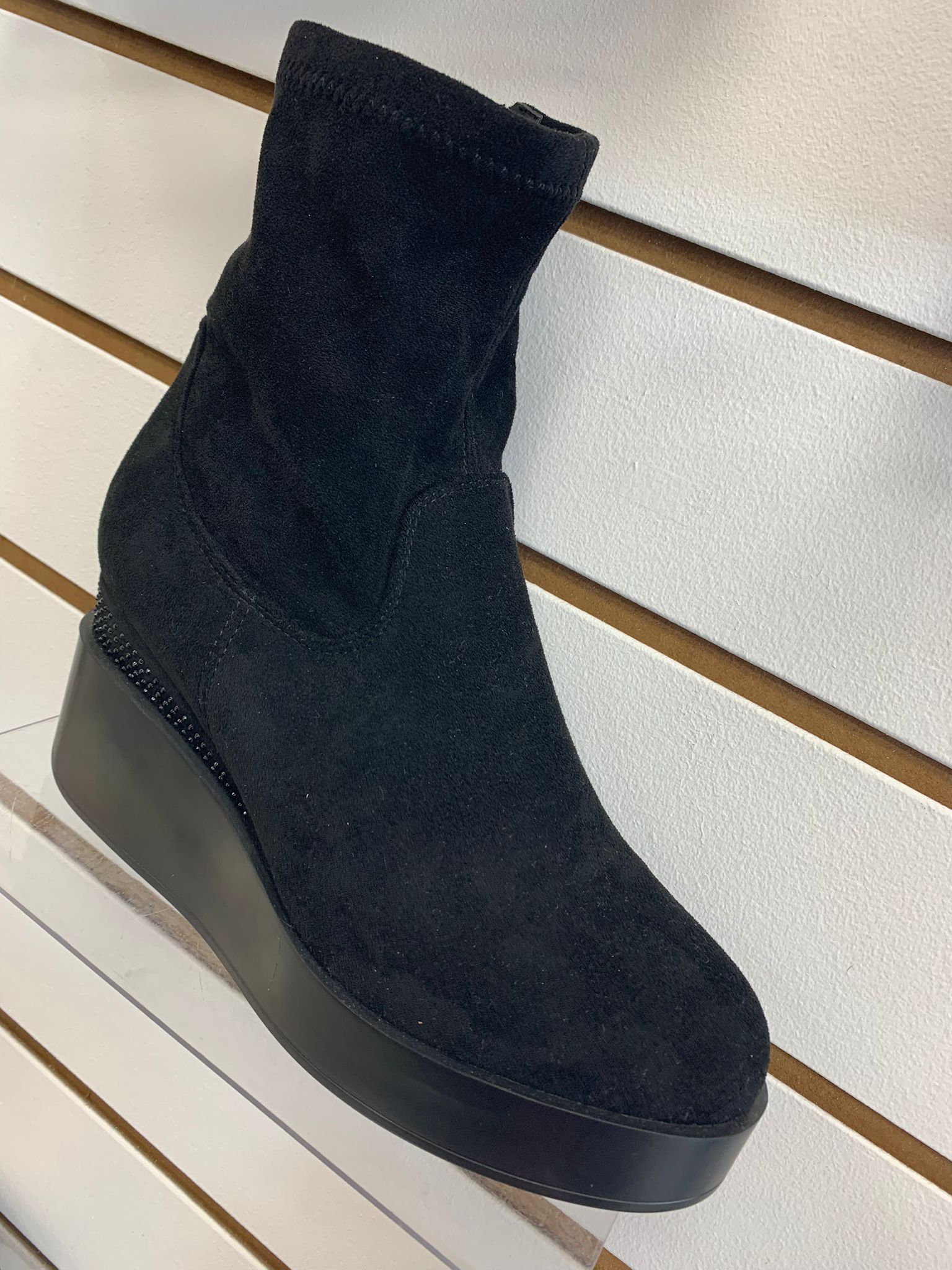 Suede boot with full wedge