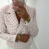 pink and cream check Jacket