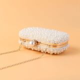 Pearl bag gold trim WITH SHOULDER CHAIN