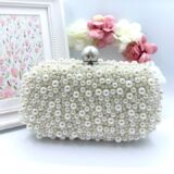 Pearl bag silver trim WITH SHOULDER CHAIN