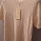 Cashmere short sleeve sweater Sustainable materials beige melange