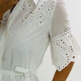 white Embroidered cut work dress lined