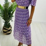 Cowl neck dress lilac pattern