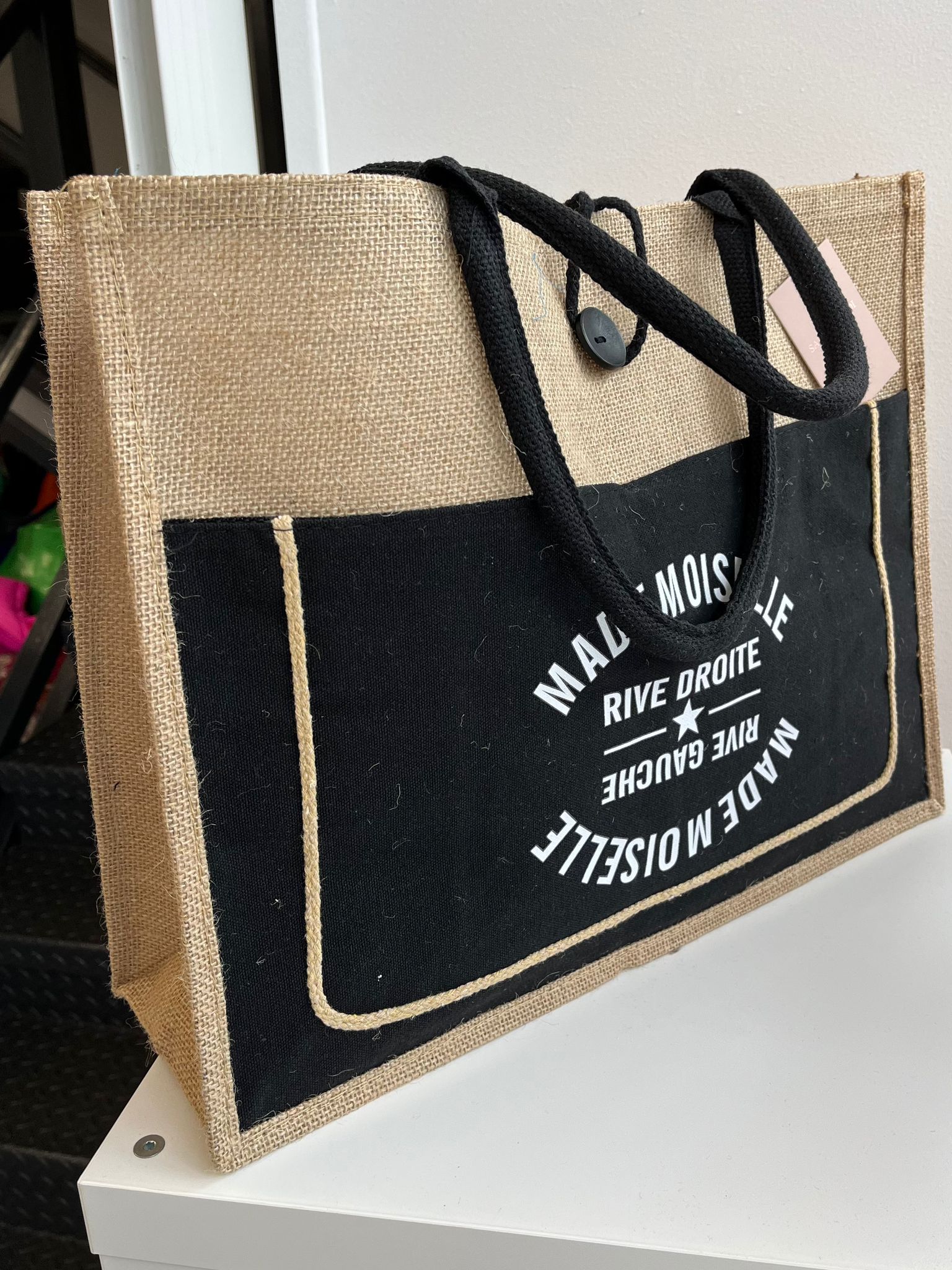 black Jute design shopper bag