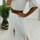 white Embroidered cut work dress lined
