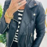 biker vegan leather jacket black