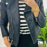 biker vegan leather jacket black