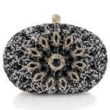 Crystal bag with shoulder chain black