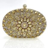 Crystal bag with shoulder chain gold