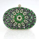 Crystal bag with shoulder chain green