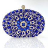 Crystal bag with shoulder chain blue
