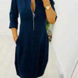 Zip front dress with pockets navy