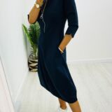 Zip front dress with pockets navy
