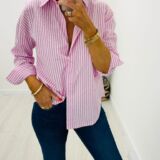 Stripe shirt pink and white