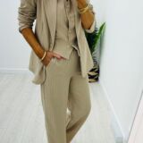 Pinstripe suit 3 piece beige
