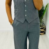 Pinstripe suit 3 piece grey