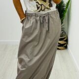 Draw string skirt with pockets taupe