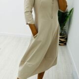 Zip front dress with pockets champagne