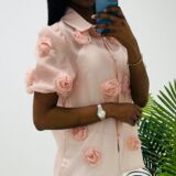 rose detail blouse peachy pink