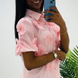 flower detail blouse candy pink