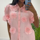 flower detail blouse candy pink