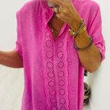 Long linen style top cerise pink