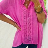 Long linen style top cerise pink