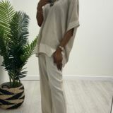 Co.ord top and trousers sand