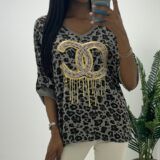 Cc top gold design leopard and gold