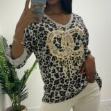 Cc top gold design leopard and gold