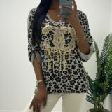 Cc top gold design leopard and gold