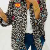 Print shirt with eye detail Colour leopard