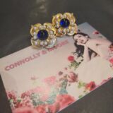 Gold pearl and blue stone stud