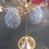 Pewter crystal Iarge stud