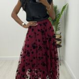 Flock tulle skirt wine