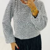 Long sleeve texture top sequin