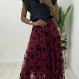 Flock tulle skirt wine