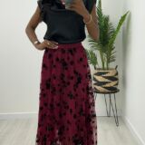 Flock tulle skirt wine