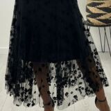 flock tulle skirt black