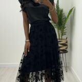 flock tulle skirt black