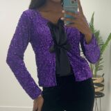 3 bow sequin top/jacket purple