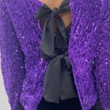 3 bow sequin top/jacket purple