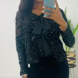 3 bow sequin top/jacket black